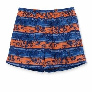 Columbia PFG Swim Trunks Omni-Shade Palm Print Blue Orange | Men’s Small
